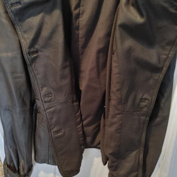 Black Rivet Military Style Leather Jacket - Picture 4 of 7